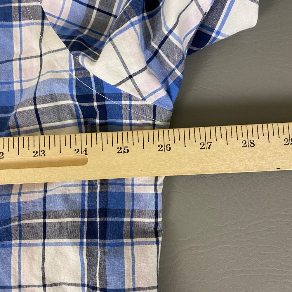 Croft & Barrow Button Down Shirt Men's Size XL Blue Easy Care Plaid Short Sleeve - Picture 8 of 12